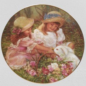 Sandra Kuck Collectors Plate - "Easter Morning Visitor" - Hearts and Flowers